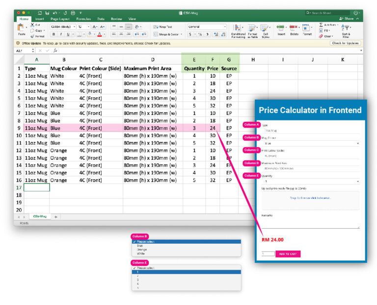 Creating CSV file pricecal.co