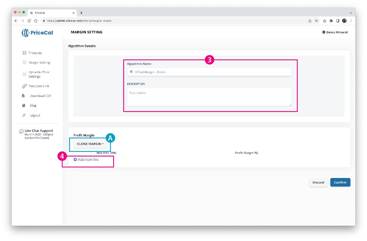 Setup Profit Margin pricecal.co